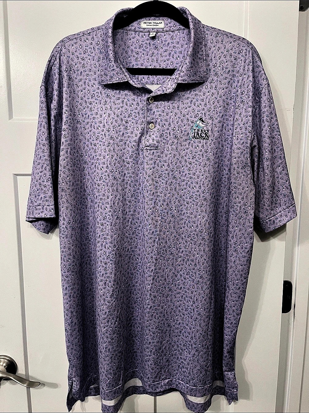 Peter Millar Summer Comfort Men's Purple & Blue Polo XL